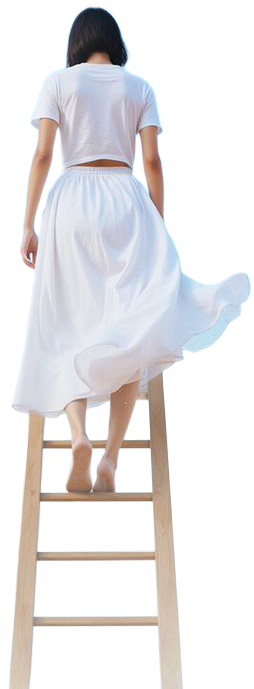 Woman on ladder